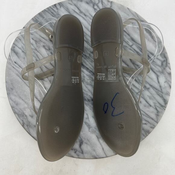 Stuart Weitzman Womens 9 Sandals Opaque Grey Summer Jelly Flat Thong Strappy - Picture 7 of 13